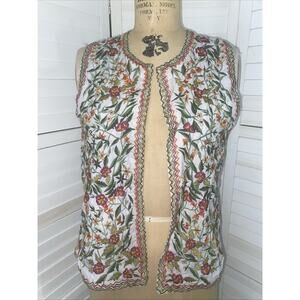 VTG Handmade Peasant Boho Style Embroidered Vest Top Hippy Medium